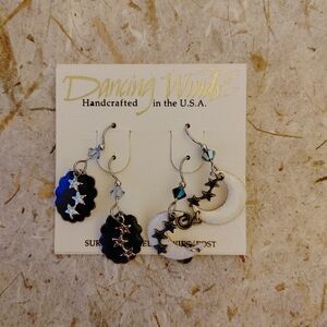 New Earring Set Dancing Winds Stars and Moon Earrings Surgical Steel 2 Pairs